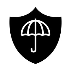 Sticker - shield with umbrella icon, half line half color style