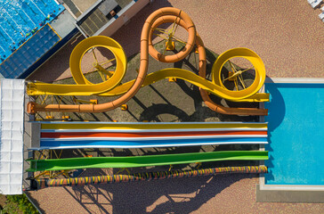 Poster - Aerial view of water park on sunny day