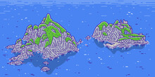 Dokdo Island In Korea. Colored Vector Illustration.