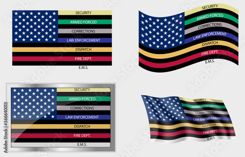 Cuadros en Lienzo American Thin Line First Responder Flag