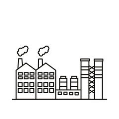 Wall Mural - industry factory buildings and chimneys line style icons