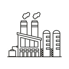 Wall Mural - industry factory buildings and chimneys line style icons