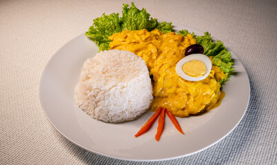 typical peruvian dish aji de gallina
