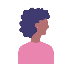 Poster - afro young woman profile avatar character flat style icon