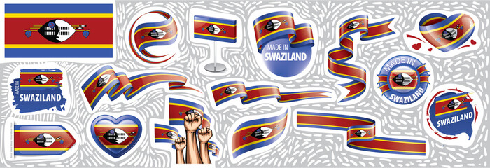 Canvas Print - Vector set of the national flag of Swaziland in various creative designs