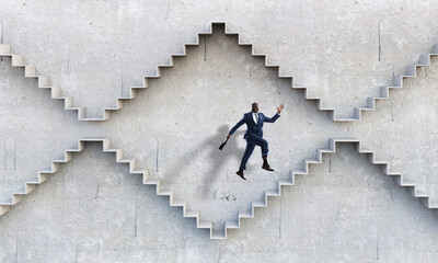 Wall Mural - Image of businessman walking upstairs