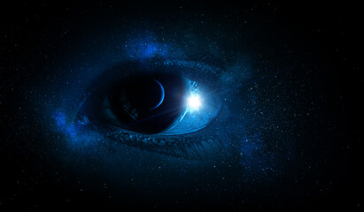 Aufkleber - Human eye and space. Elements of this image furnished by NASA.