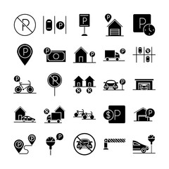 Canvas Print - parking transport business line style icons set design