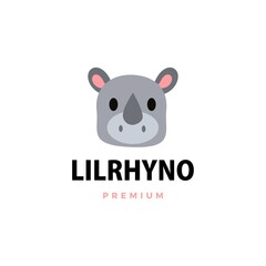 Canvas Print - cute little rhino cartoon logo vector icon illustration