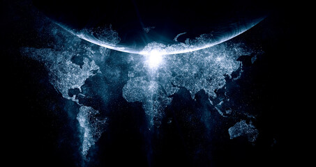 Poster - Global technologies concept . Mixed media