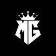 mg logo monogram shield shape with crown design template