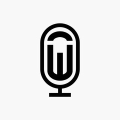 initial podcast logo monogram with microphone shape