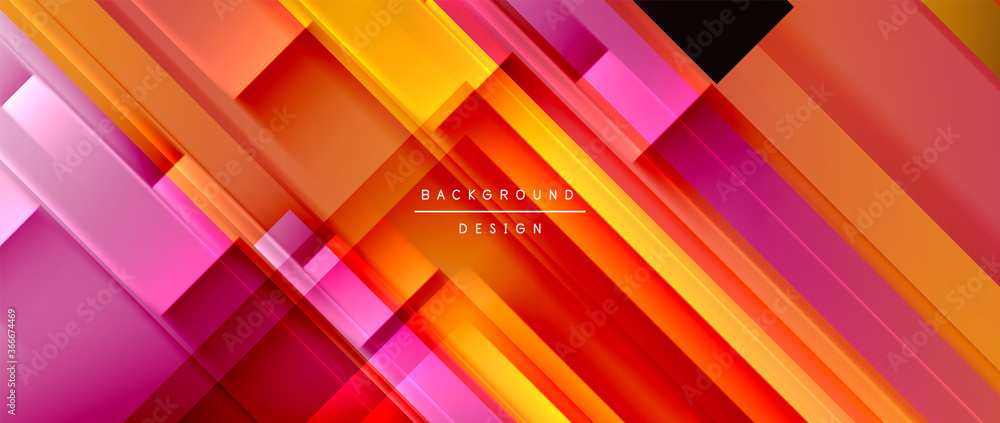 Dynamic lines on fluid color gradient. Trendy geometric abstract background for your text, logo or graphics - obrazy, fototapety, plakaty 