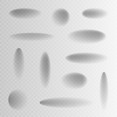 Wall Mural - set different shape oval shadow isolated on transparent background. vector illustration