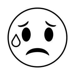 Sticker - crying emoji face classic line style icon