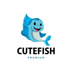 Canvas Print - fish thumb up mascot character logo vector icon illustration