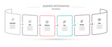 Business Infographic Template. Thin Line Design With Icons And 6 Options Or Steps.