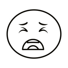 Sticker - crying emoji face classic line style icon