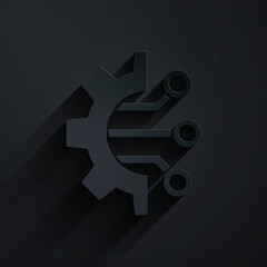 Paper cut Algorithm icon isolated on black background. Algorithm symbol design from Artificial Intelligence collection. Paper art style. Vector Illustration.