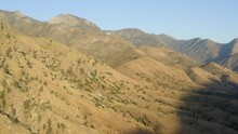 California Mountain Valley Wilderness On Dry Hot Summer, Aerial View