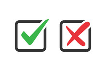 Check Mark And Cross Icons In A Flat Design