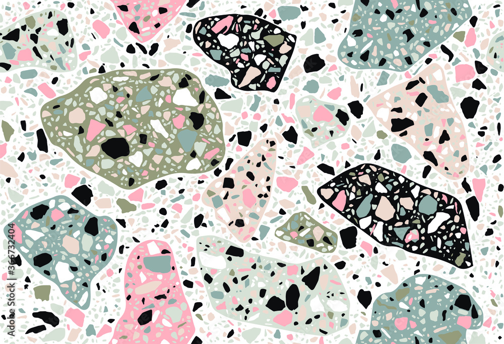 Terrazzo flooring vector seamless pattern. Texture of classic Italian ...