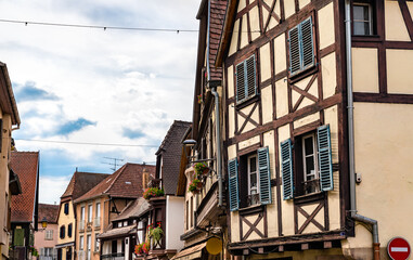 Canvas Print - Traditional half-timbered houses in Obernai - Bas-Rhin, France