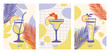Set of alcoholic cocktails. Summer Background. Vector illustrations.