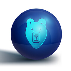 Sticker - Blue Bear head icon isolated on white background. Blue circle button. Vector.