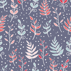 Wall Mural - Cute hand drawn branches seamless pattern, great for textiles, banners, wallpapers, wrapping - vector design