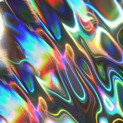 Beautiful color refractive hologram of curved lines.Texture or background