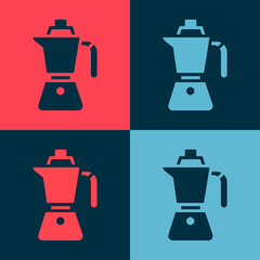 Wall Mural - Pop art Coffee maker moca pot icon isolated on color background. Vector.