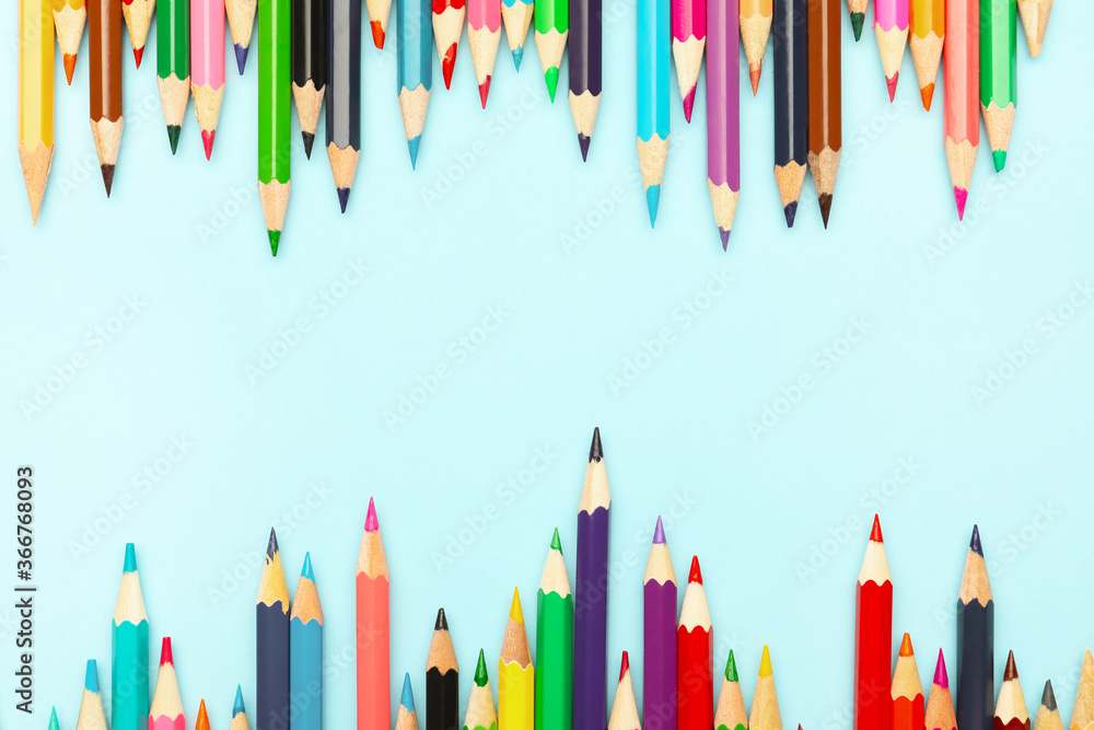 Ordinary pencils on color background