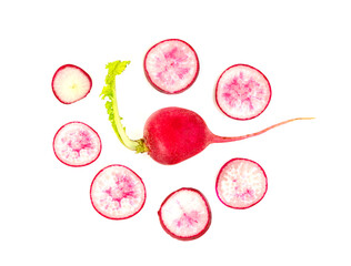 Canvas Print - small red radish isolated on white background