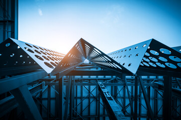 Metal building structure of factory roof