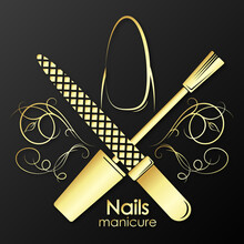 Manicure And Pedicure Nail Care Golden Symbol