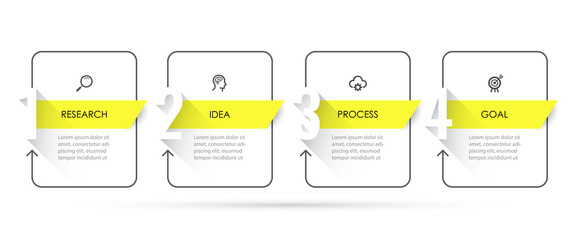 Vector Infographic design template with icons and 4 options or steps. Can be used for process diagram, presentations, workflow layout, banner, flow chart, info graph.