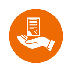 Document handover icon / orange color