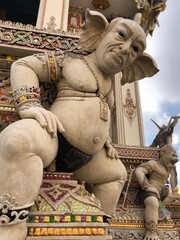 Stucco figure about Buddhism around the church of Wat Pariwas.Temple in Bangkok, Thailand (Public Domain)