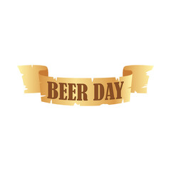 Sticker - beer day ribbon vector design