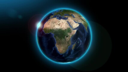 Wall Mural - World rotating on its axis in black Universe in stars. View from space on Planet Earth. Elements of this image furnished by NASA.