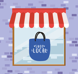 Wall Mural - shop local in bag inside store design of retail buy and market theme Vector illustration