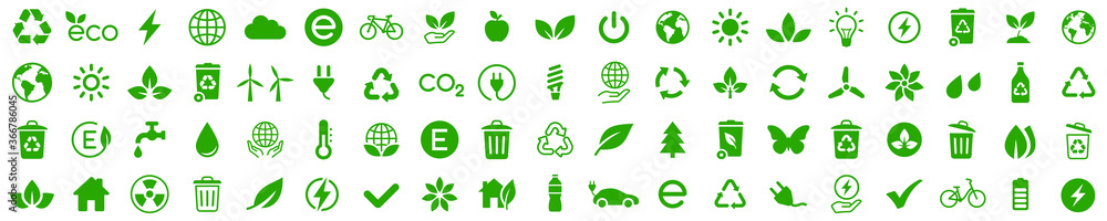 Ecology icons set. Nature icon. Eco green icons. Vector - obrazy, fototapety, plakaty 