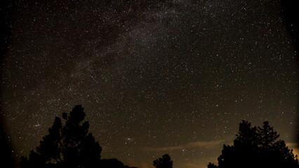 starry night sky, long exposure shot with a view of the milky way.