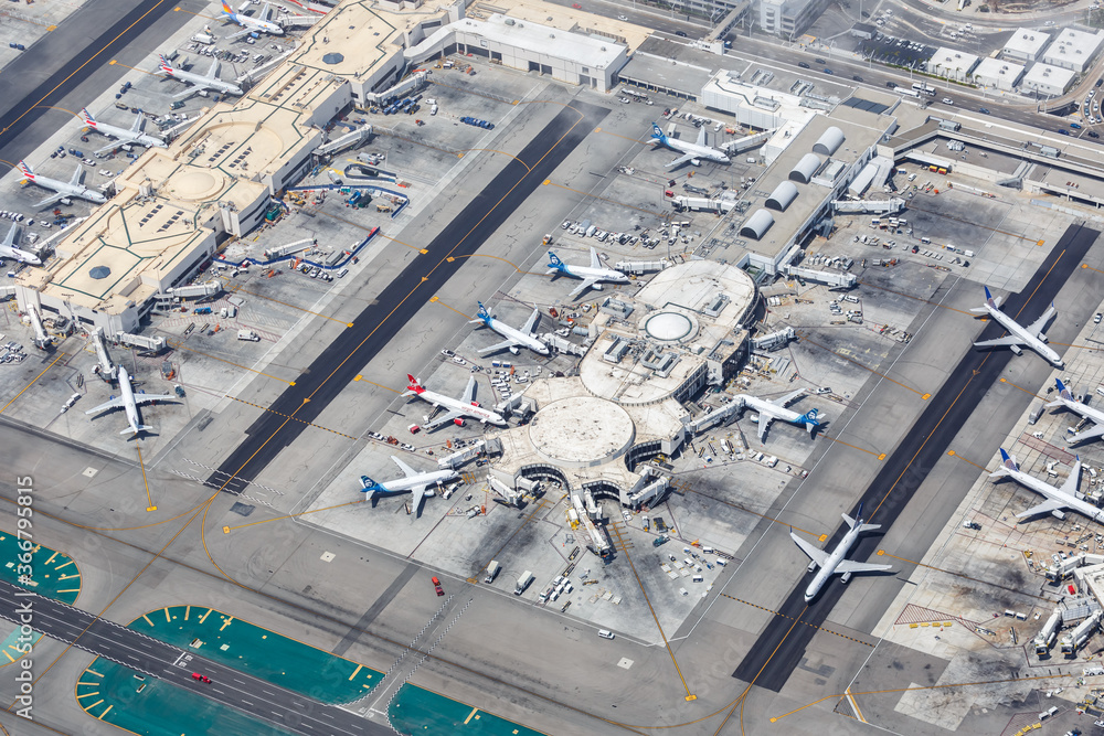 Los Angeles International Airport LAX Terminals aerial view Stock Photo |  Adobe Stock