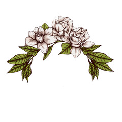 Wall Mural - vintage style gardenia wreath decor 300 dpi