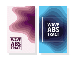 Wall Mural - wave abstract with lettering and squares frames in colors backgrounds