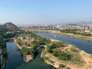 Canvas Print - Paysage urbain et fleuve à Guilin, Chine	