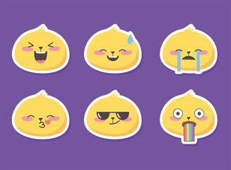 Wall Mural - social media emoji expressions faces cartoon collection