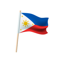 Wall Mural - Philippines flag (white triangle with sun and stars, blue and red background). Vector illustration